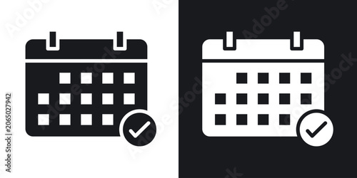 фотографія Calendar check icons in solid black and white collection