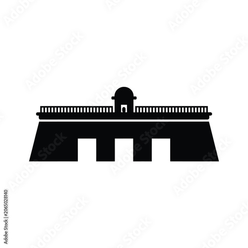 Fort Silhouette Vector Icon On White Background