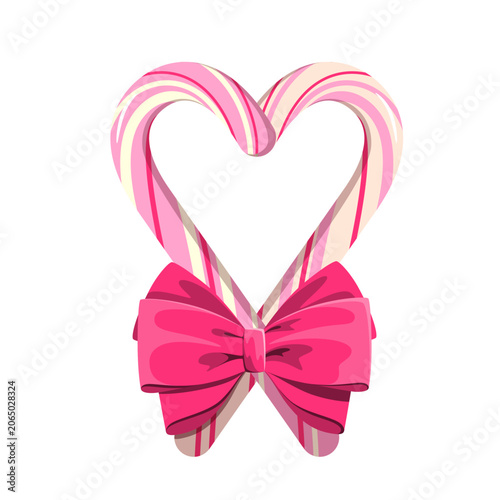 Two lollipops with a bow. Vector illustration.

