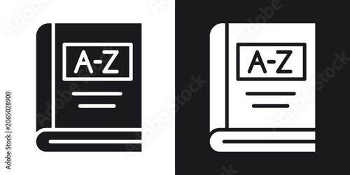 Photos Dictionaries icons in solid black and white collection