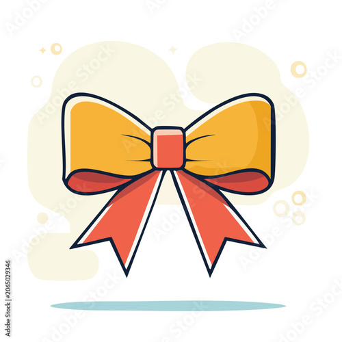 Flat design gift bow with ribbon