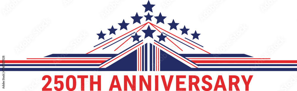 Obraz premium Anniversary banner design features a geometric star structure with layered national colors.