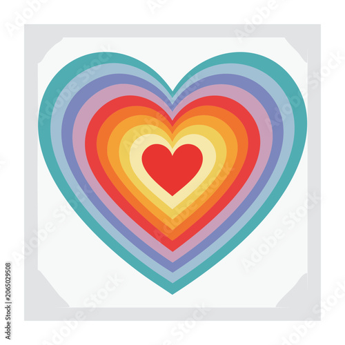 Rainbow heart with concentric layers illustration