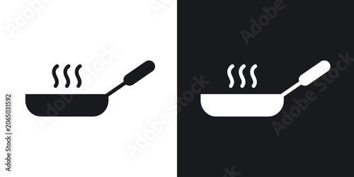 Bild auf Leinwand Frying pan icons in solid black and white collection