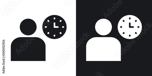 Bild auf Leinwand Office hours icons in solid black and white collection