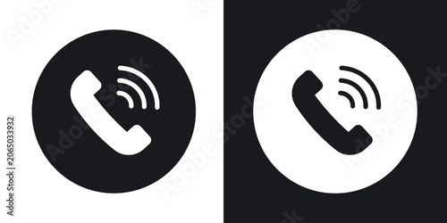 Valokuva Phone call icons in solid black and white collection
