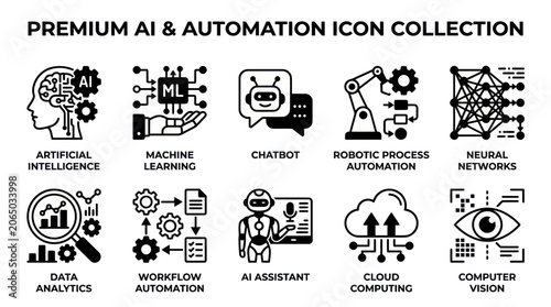 AI icons including Ai,Automation,learning,Analytics,Cloud on nanang he (1).eps Ai tools