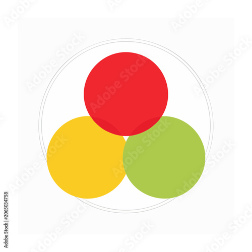 Flat design Venn diagram with red yellow and green circles