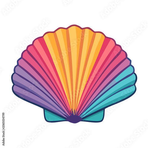 Rainbow colored scallop shell illustration