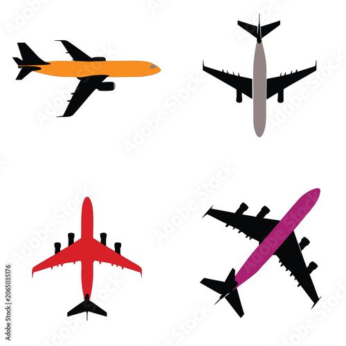 Assorted airplane models set featuring colorful passenger jets and different flight views.