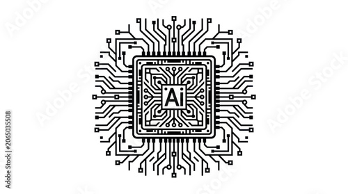 The Ai microchip circuitry system with complex design and patterns