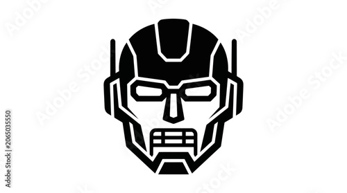 A robotic head with a stern expression is shown in a digital illustration.