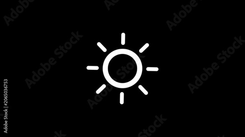 simple animated outline sun summertime icon loop with alpha channel.