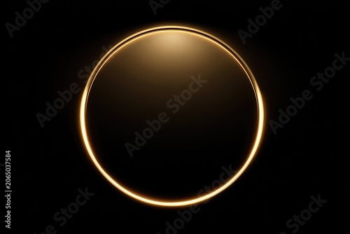 Oval golden glowing frame on black background