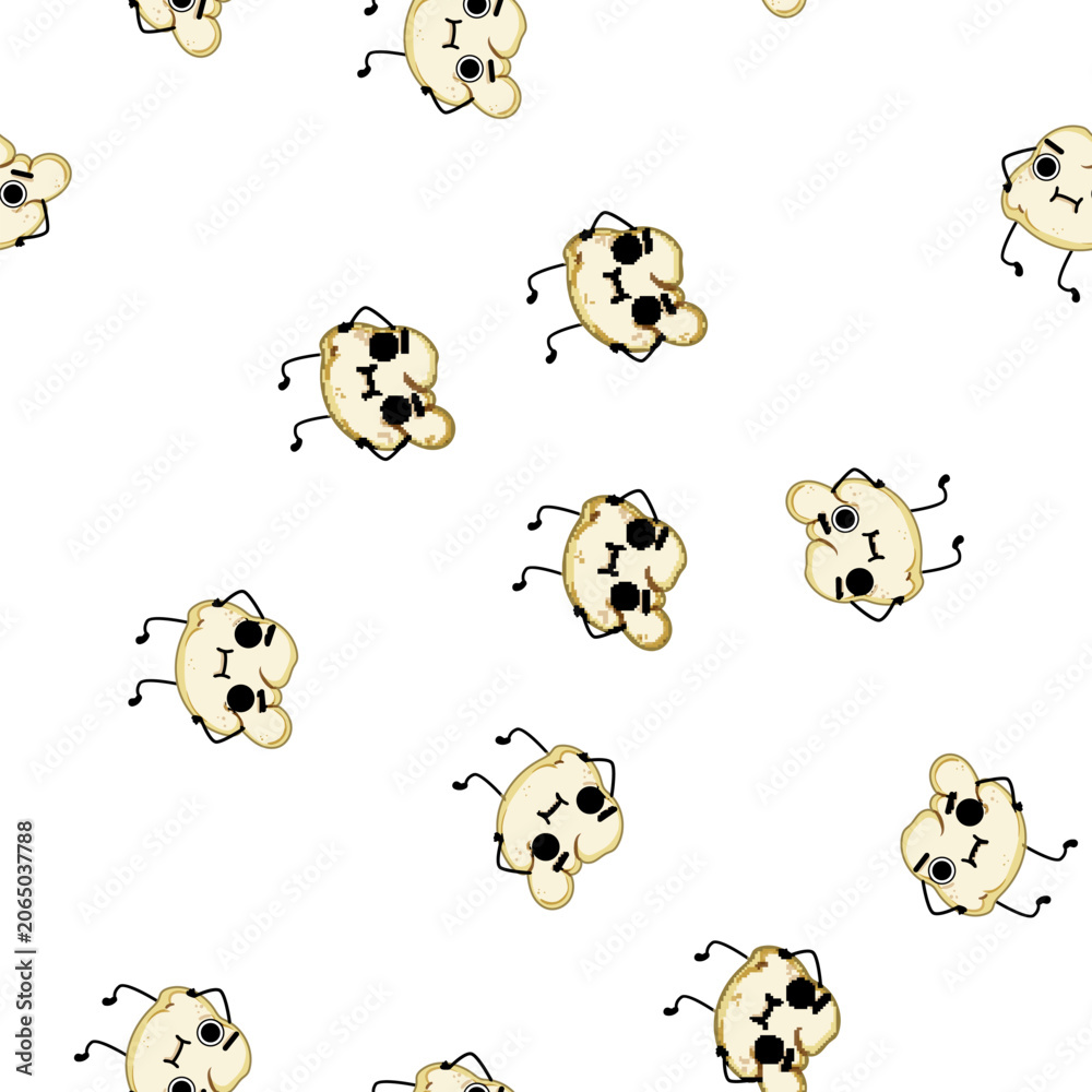 Obraz premium pattern pop popcorn character cartoon. food box, poster comic, video doodle pop popcorn character sign vector
