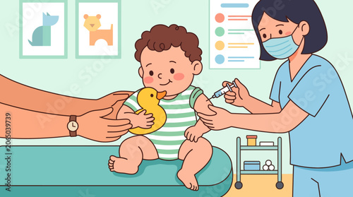 a baby getting a vaccination.