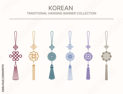 Korean Traditional Hanging Ornament Collection for Chuseok and Lunar New Year Vector