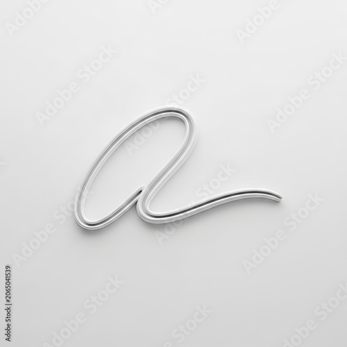 Elegant Silver Wire Forming a Stylized Letter a on a Clean White Background.