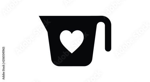 Foto Pitcher Silhouette With Heart Shape Black And White Icon