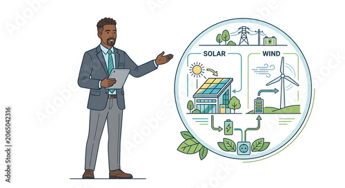 Renewable Energy Consultant Presenting Sustainable Power Solutions