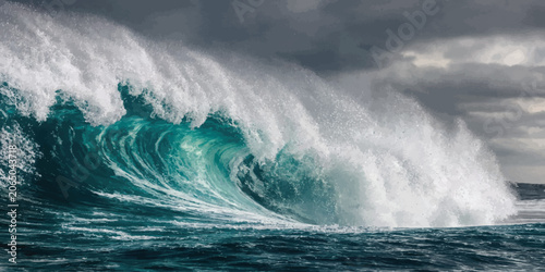 Schilderij op canvas Large crashing ocean wave with turbulent water and white foam crashing movement