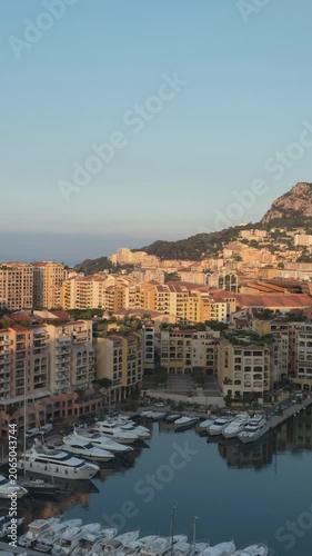 Monte Carlo Monaco time lapse city skyline at Ville port (Vertical)