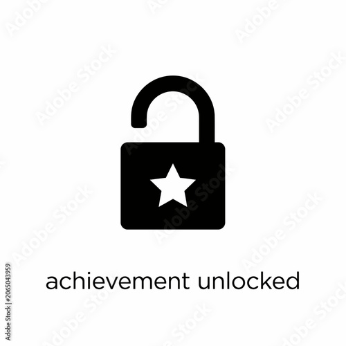 Принти на полотні Black silhouette of an open padlock with a star inside against a white backgroun