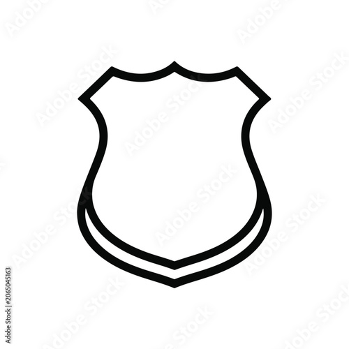 Minimalist Blank Police Badge Shield Outline Icon