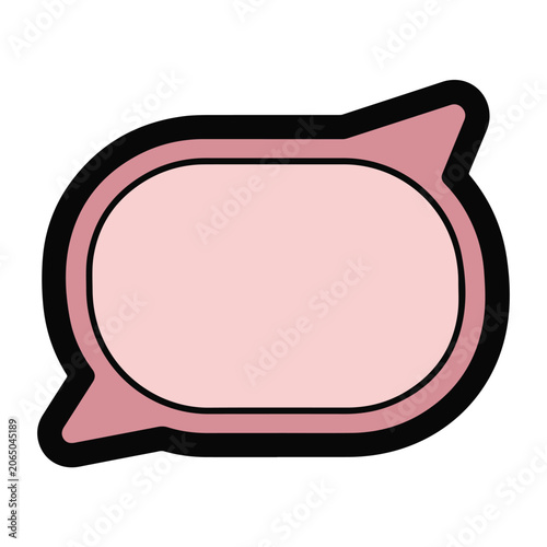 Pink Oval Speech Bubble Icon with Thick Black Border