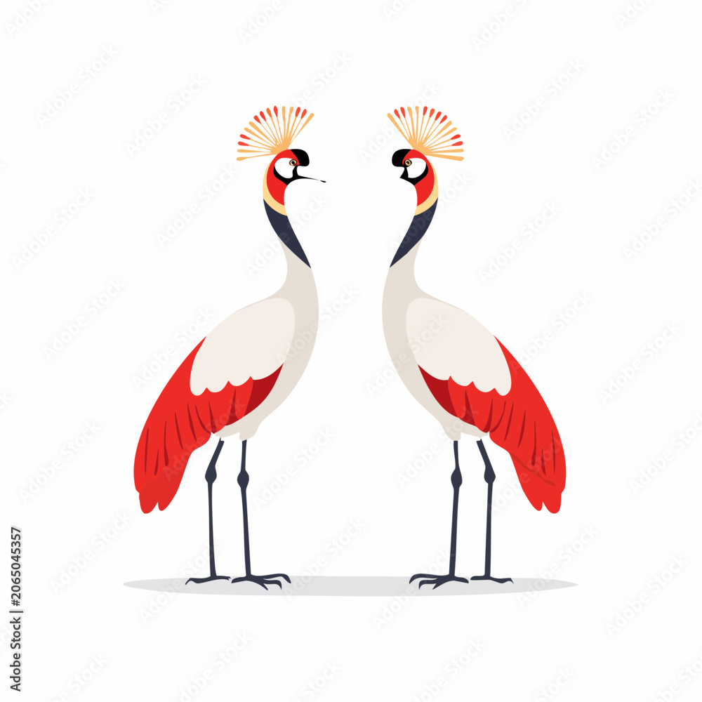 Fototapeta premium Two Grey Crowned Cranes illustration