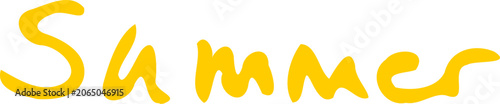 Summer Handwritten Typography Yellow Seasonal Lettering Vector Design