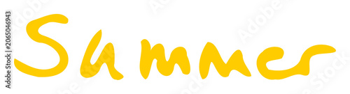 Summer Handwritten Typography Yellow Seasonal Lettering Vector Design