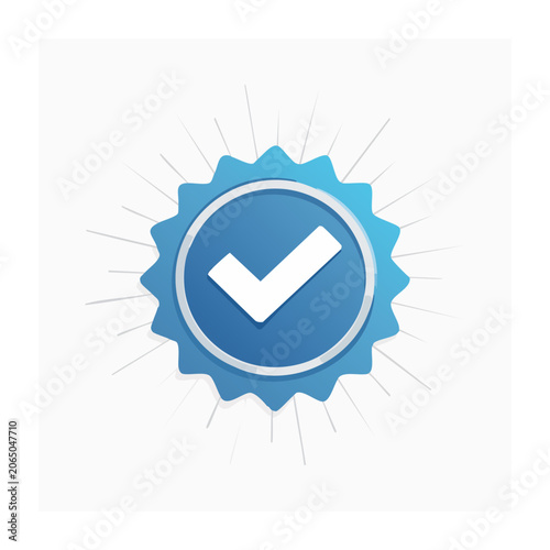 Blue Checkmark Badge with Starburst Icon