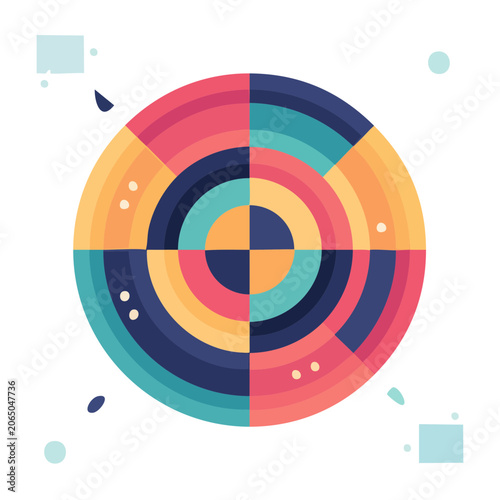 Colorful Concentric Circular Target Illustration