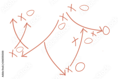 Fotografija Hand drawn football tactics diagram, soccer strategy play with arrows, player mo
