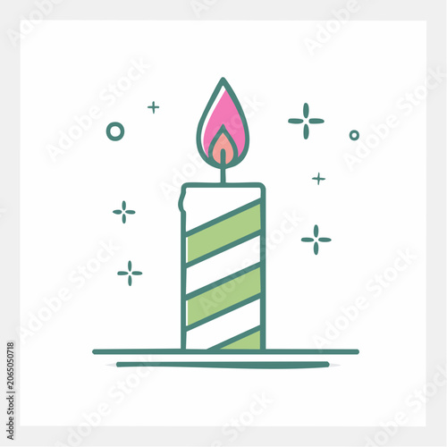 Candle with flame and sparkles