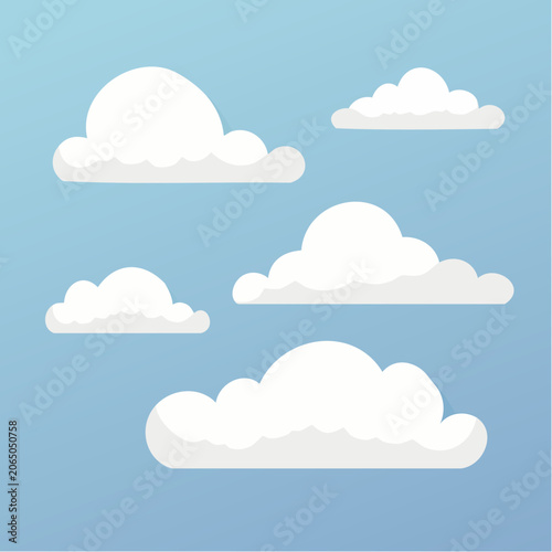 Cartoon Clouds on Blue Sky Background
