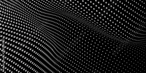 Abstract black and white background with metallic grid texture, dark industrial pattern, mesh and dot design wallpaper