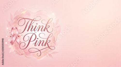 Breast cancer awareness think pink ribbon graphic