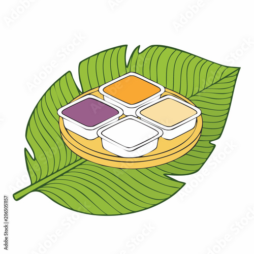 Four Sauces on Banana Leaf
