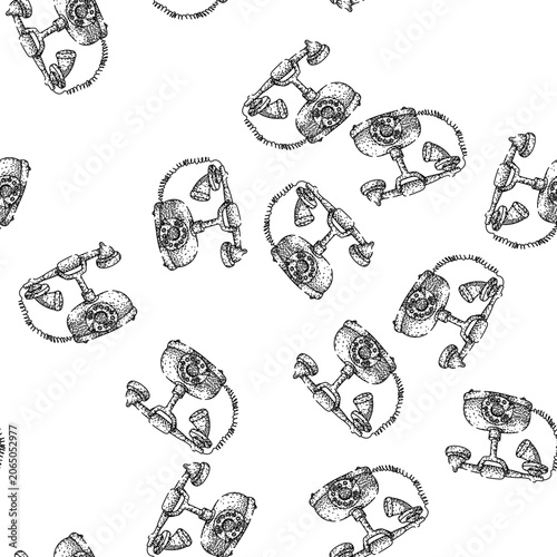 Photography seamless pattern retro rotary telephone hand drawn