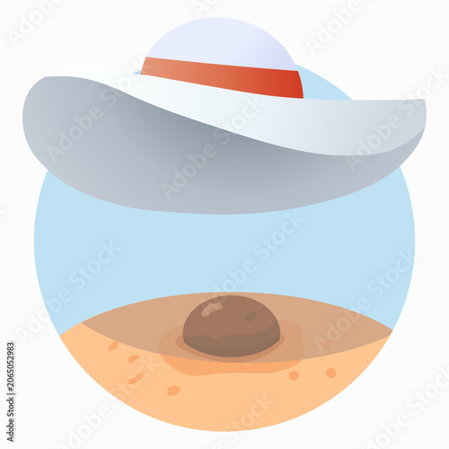 Wide brim sun hat protecting skin mole from sunlight, melanoma prevention concept