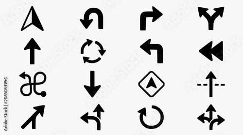 Quadro su tela Symbolic Directional Arrow Set Icons.