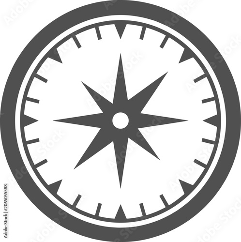 Canvas Print Compass rose windrose silhouette centered and isolated on transparent background