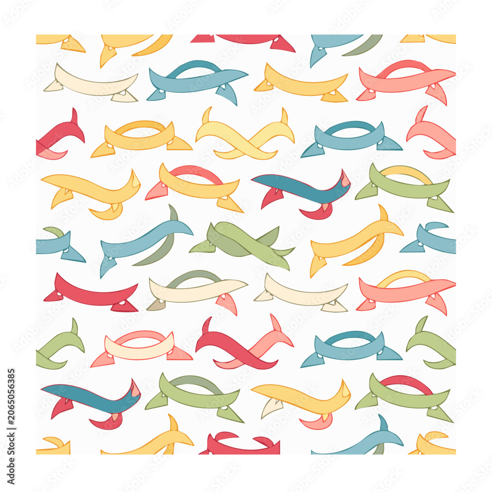 Fototapeta premium Colorful Abstract Fish Seamless Pattern