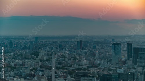 Tokyo Japan time lapse city skyline day to night sunset cityscape and Fuji mountain