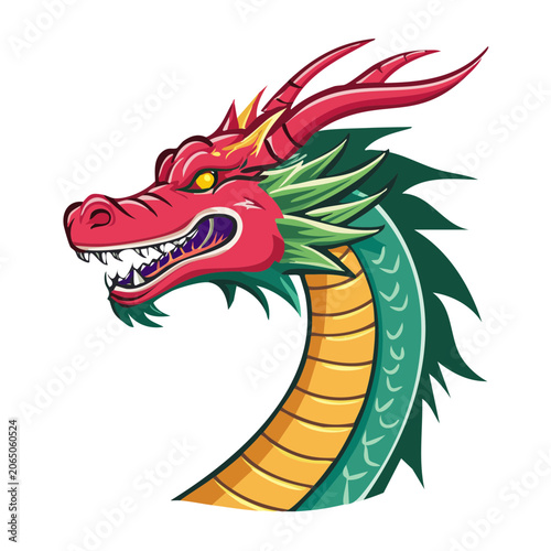 Colorful cartoon dragon head illustration
