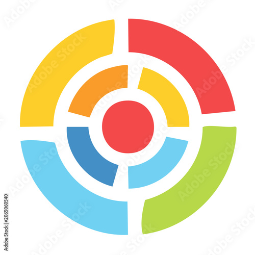 Colorful circular diagram with segments and center circle