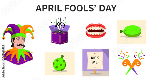 Konstfotografi Flat Illustration of April Fools Day jester hat.