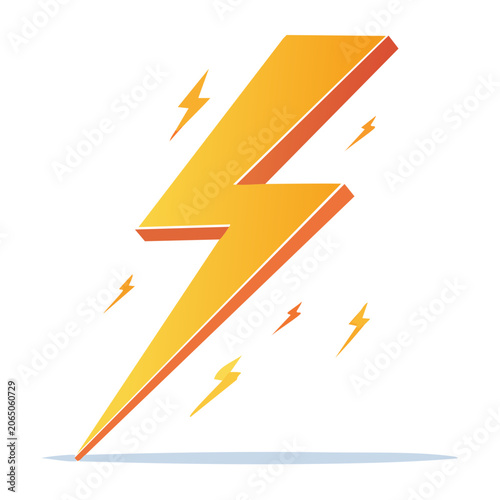 Flat design lightning bolt icon with sparks